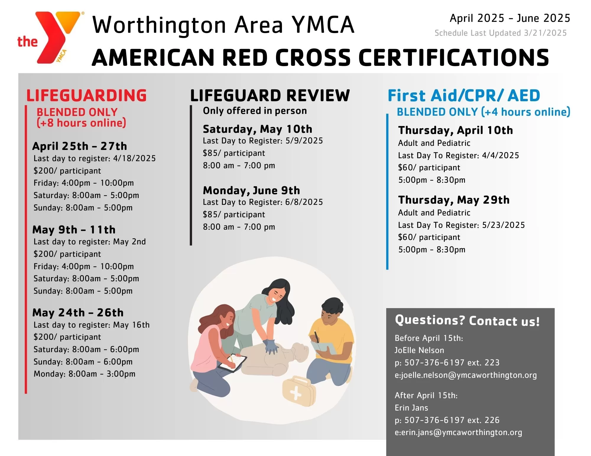 Updated Certification schedule